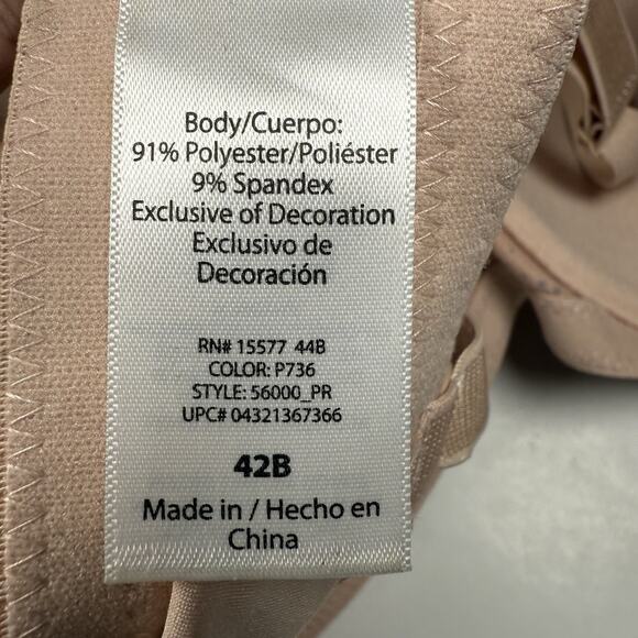 Simply Basic Plunge Bra 42B Nude with Blue Dot Grid Print Padded Underwire NWT - Picture 5 of 8